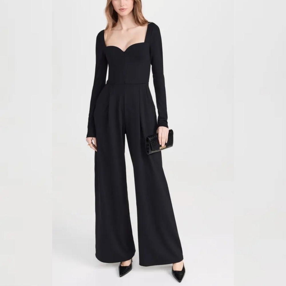 🔥Susana Monaco | Sweetheart Neckline Long-Sleeve Wide-Leg Jumpsuit